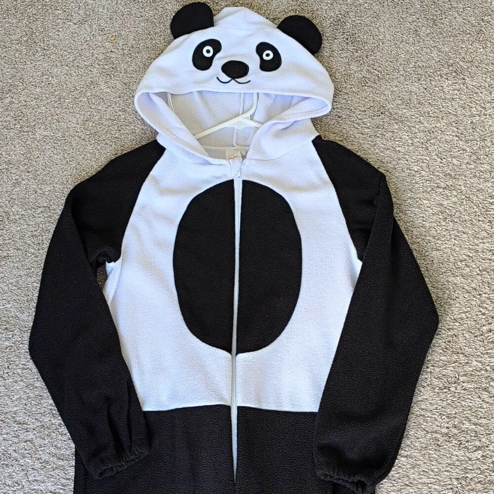 Panda One Piece Hood Zip Up Costume Size 8-10Y Halloween, Festival Cozy